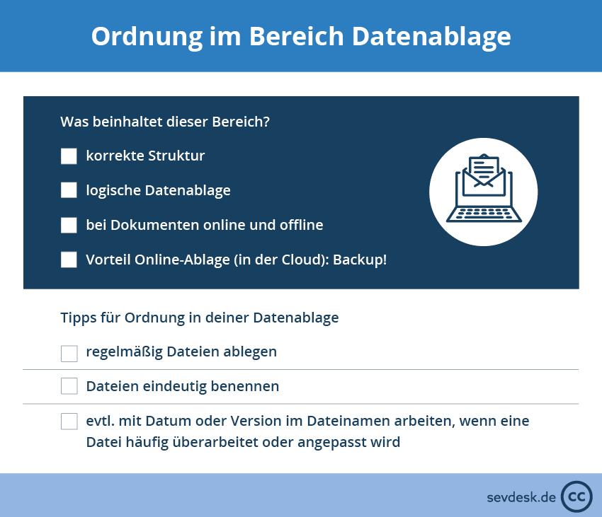 Checkliste Büroorganisation - Bereich Datenablage
