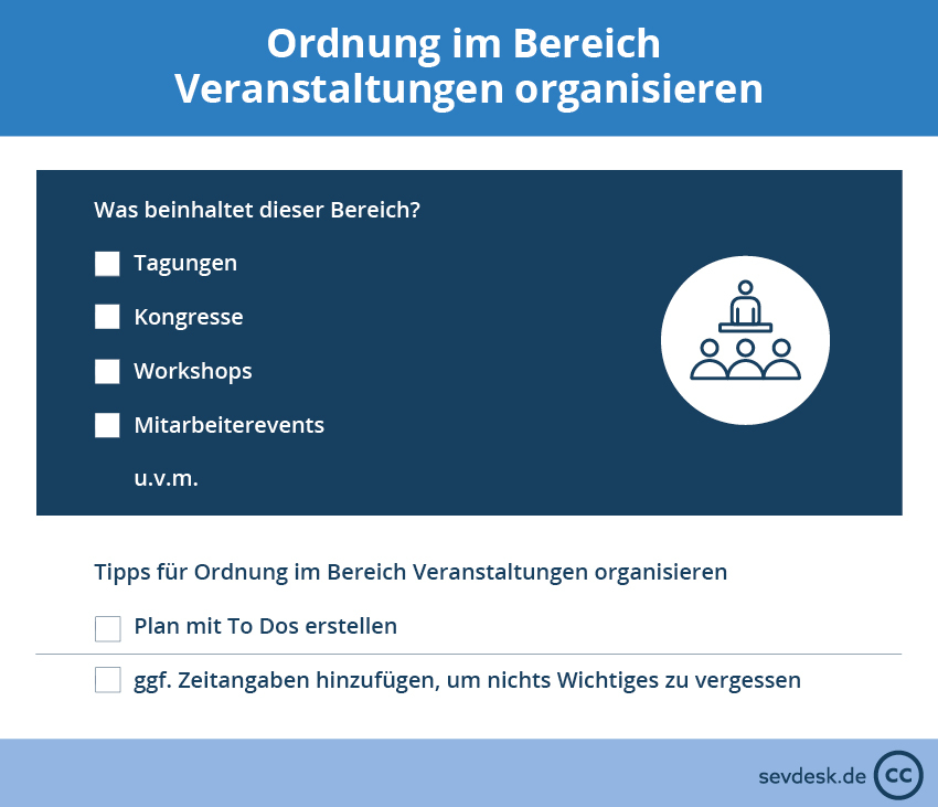 Checkliste Büroorganisation - Bereich Veranstaltungen